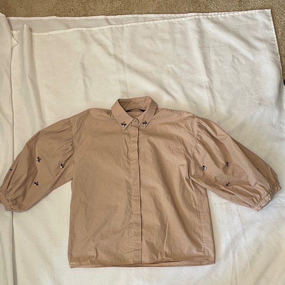 Zara Tops - Zara Beige Button-Up Blouse